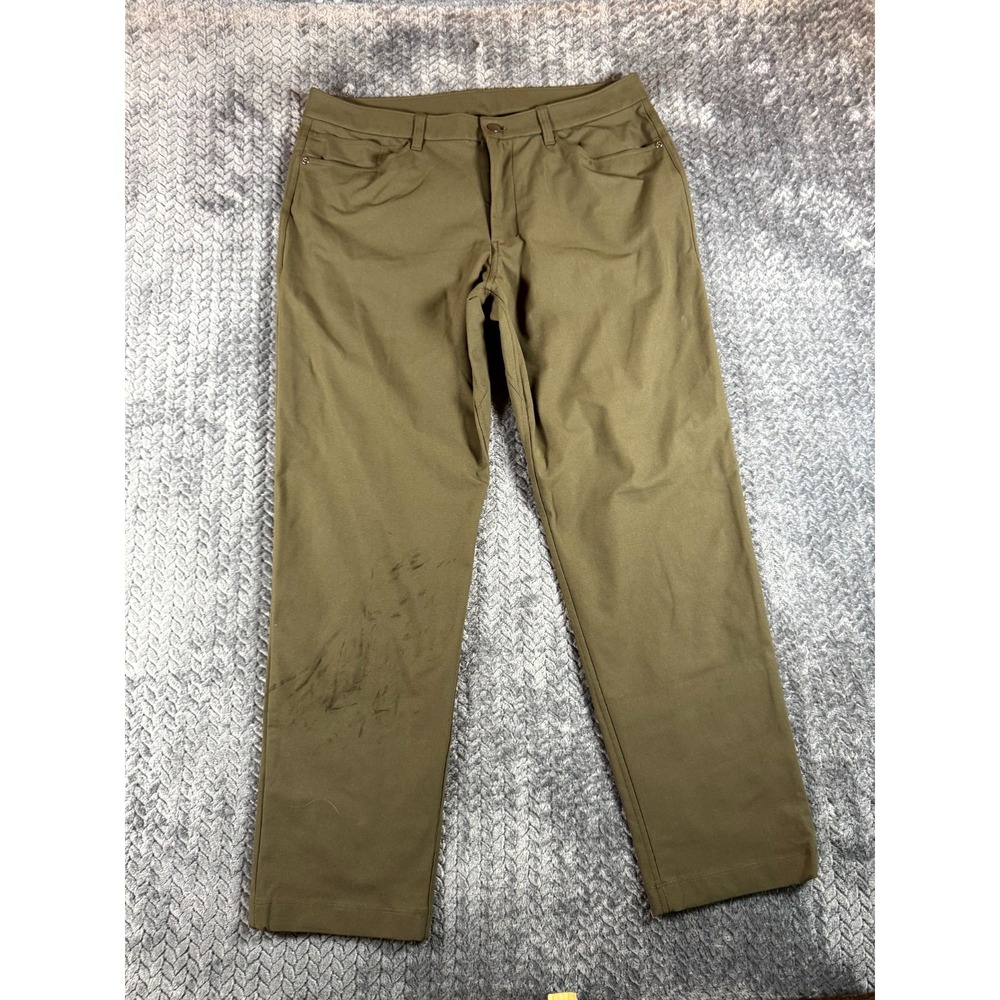 Lululemon ABC Pants Mens 34 Olive Green Slim Fit Technical Casual Mid Rise